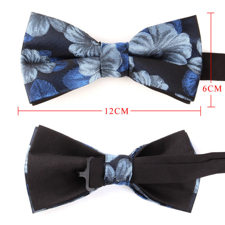 2 Stück Herren Blau Marineblau Blumenkopf-Krawatten-Set