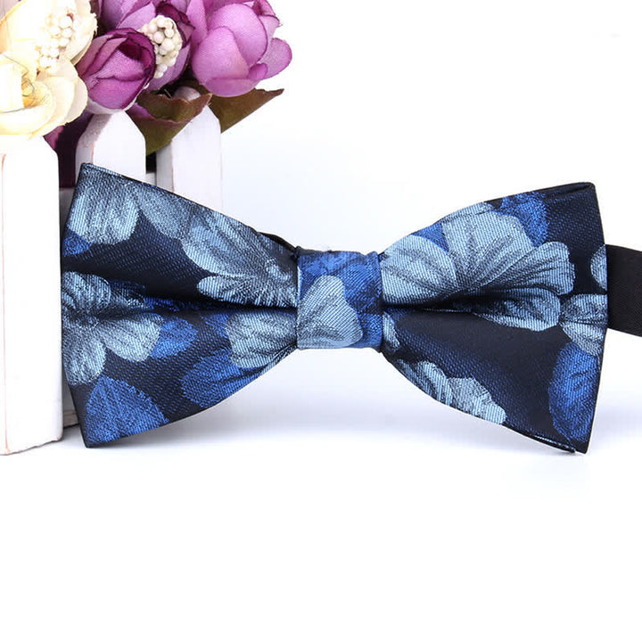2 Stück Herren Blau Marineblau Blumenkopf-Krawatten-Set