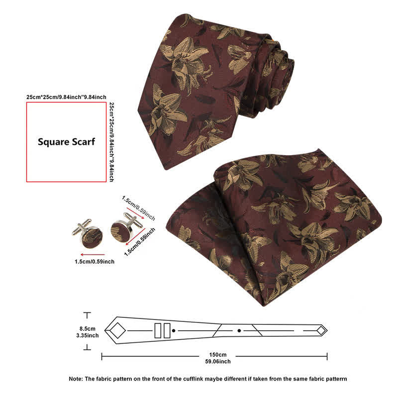 3-teiliges Herren-Set mit eleganten, exquisiten Blumenmustern