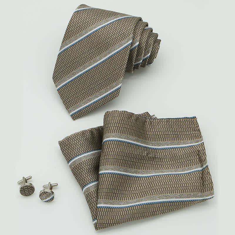 3-teiliges Herren Casual gestreiftes Bürozubehör-Krawatten-Set
