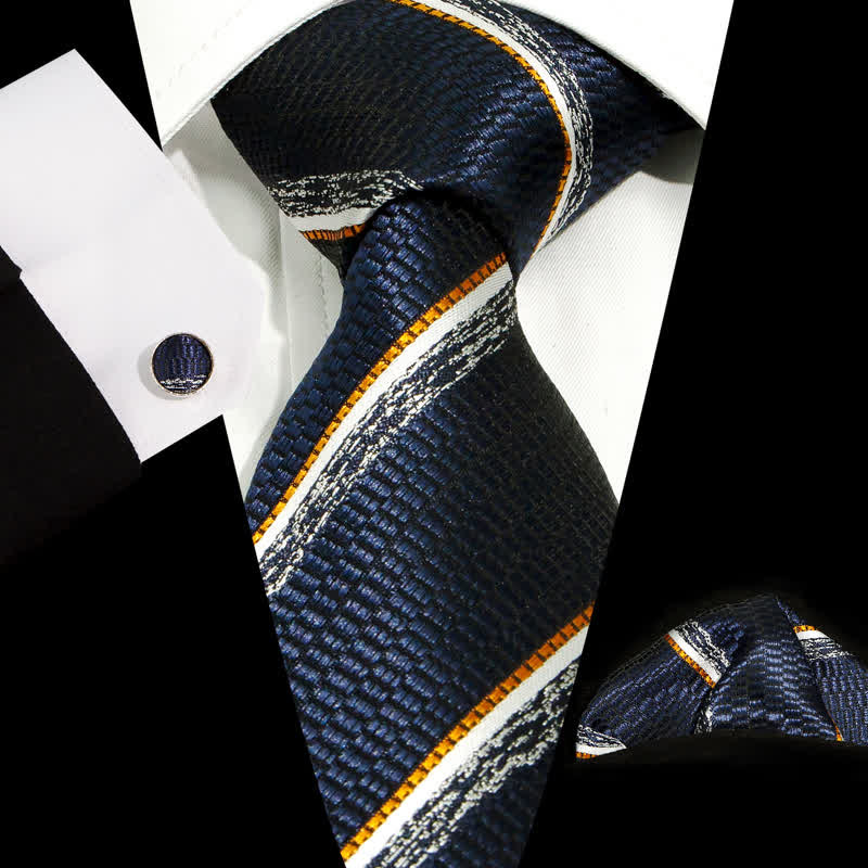 3-teiliges Herren Casual gestreiftes Bürozubehör-Krawatten-Set