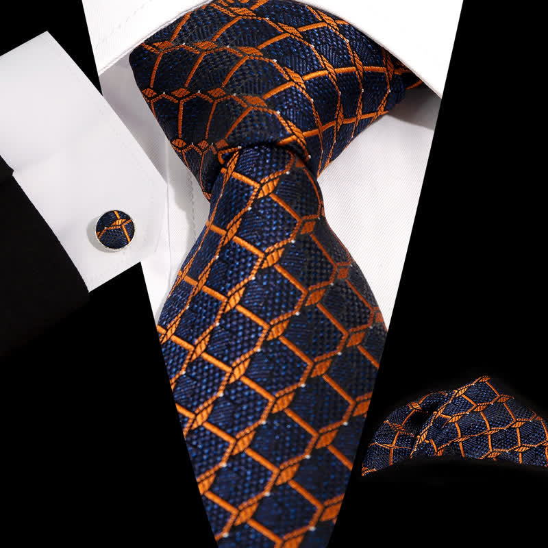 3 Stück Herren Krawatten Set mit kariertem Muster