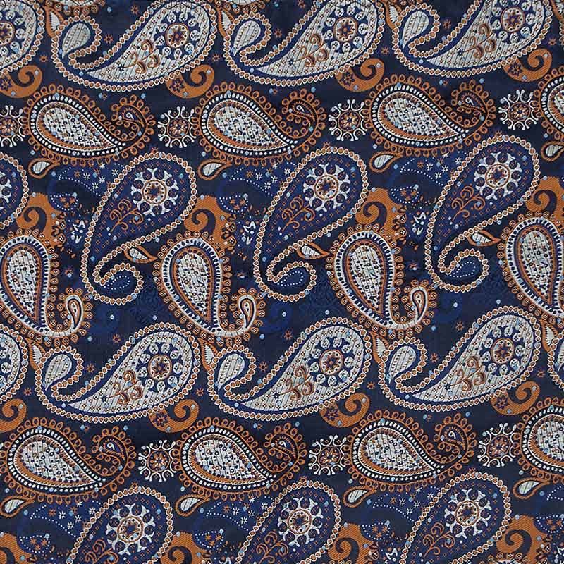 3-teiliges Herren-Set mit schöner blauer und orangefarbener Paisley-Fliegenkrawatte