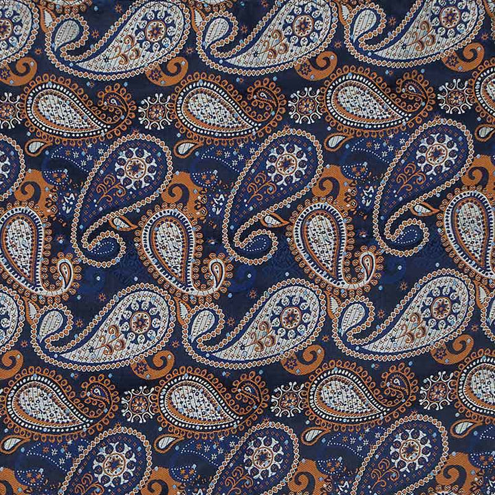 3-teiliges Herren-Set mit schöner blauer und orangefarbener Paisley-Fliegenkrawatte