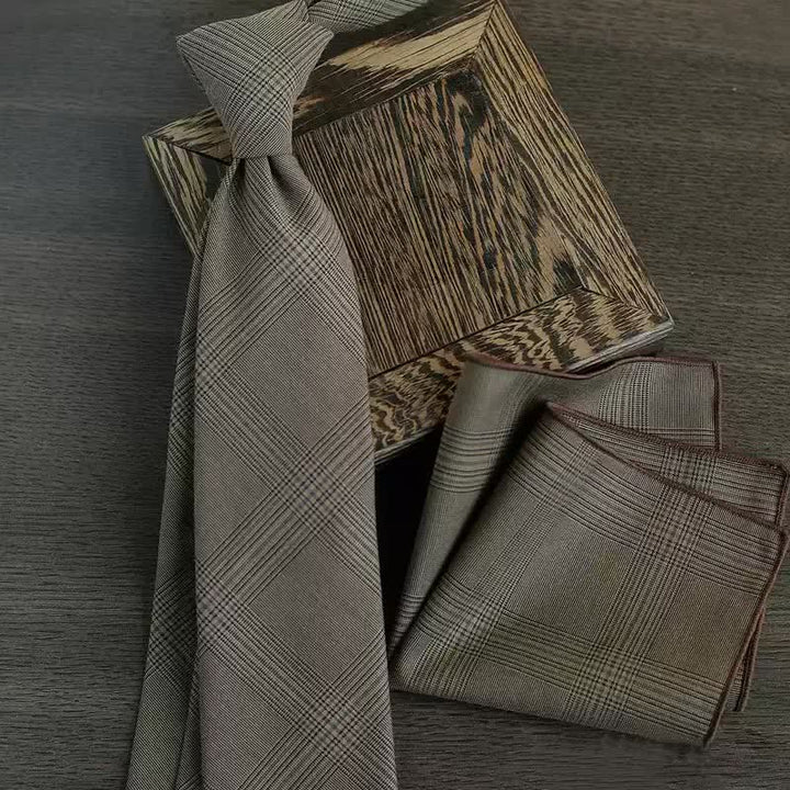 5 Stück Herren Vintage Kaffee Braun Karo Fliegen Geschenkbox