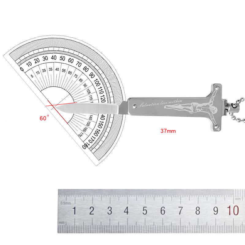 Mini-Kreative Halskette mit Anhänger zum Aufklappen eines Messers mit Jesus-Kreuz - image 5