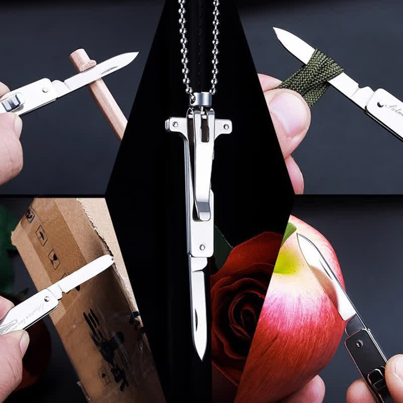 Mini-Kreative Halskette mit Anhänger zum Aufklappen eines Messers mit Jesus-Kreuz - image 3