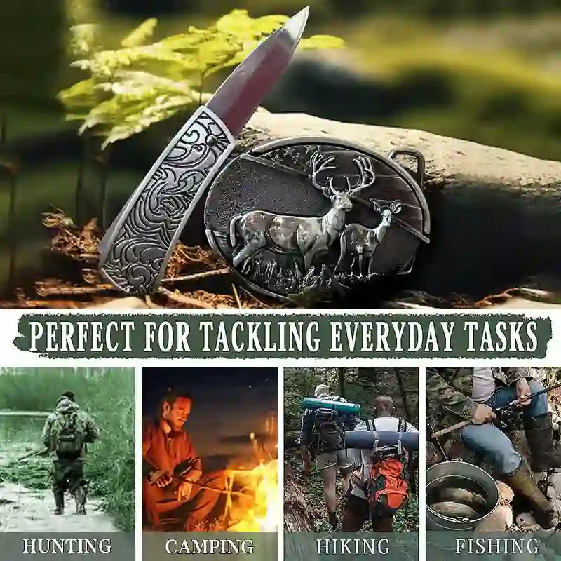 Hirsch DIY verstecktes Messer Gürtelschnalle Bolo Tie Ghost Ziegenring Bundle Set