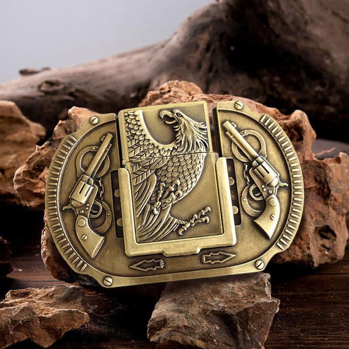 Adler USA Flagge DIY Verstecktes Messer Gürtelschnalle Feuerzeug Bull Ring Bundle Set