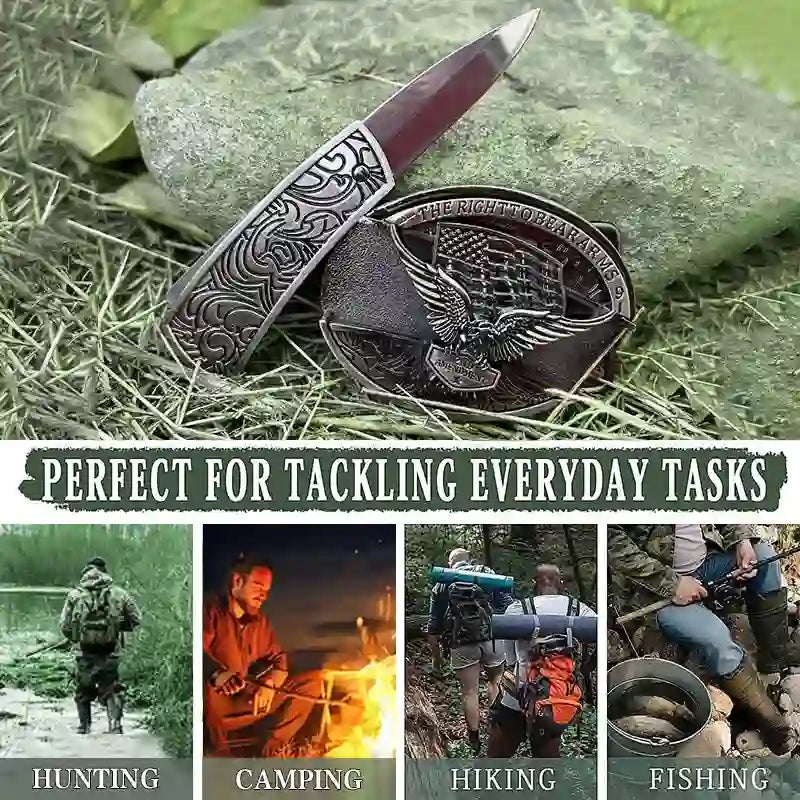 Adler USA Flagge DIY Verstecktes Messer Gürtelschnalle Feuerzeug Bull Ring Bundle Set