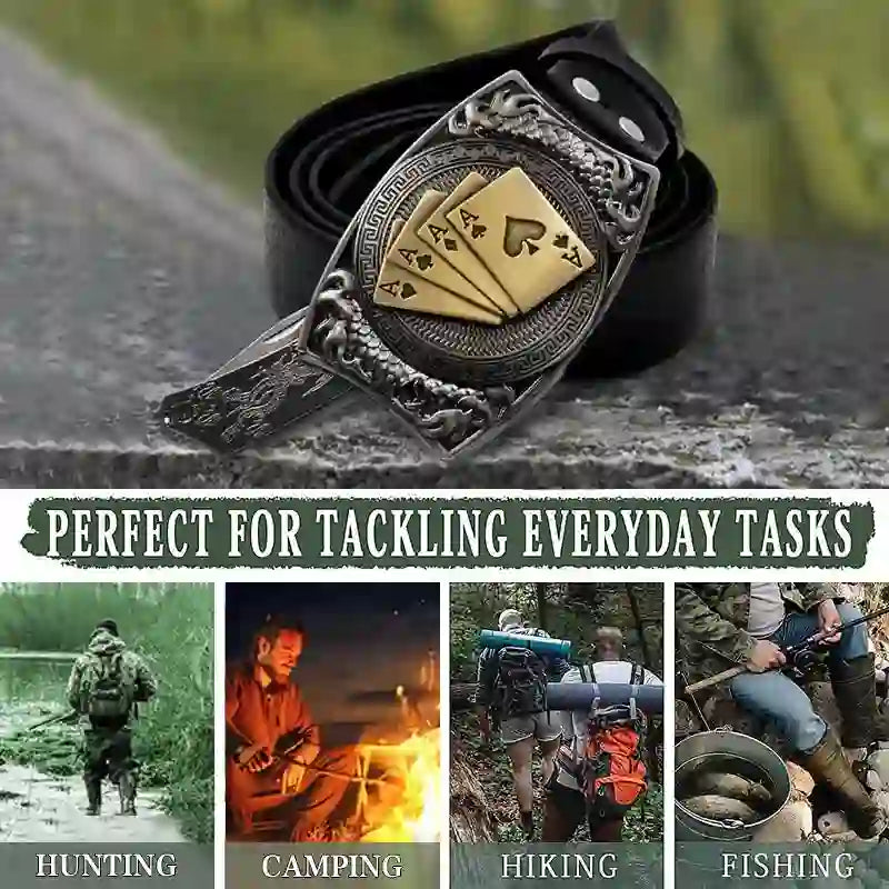 Lucky Poker DIY Verstecktes Messer Gürtelschnalle Feuerzeugschnalle Feuerzeug Bundle Set