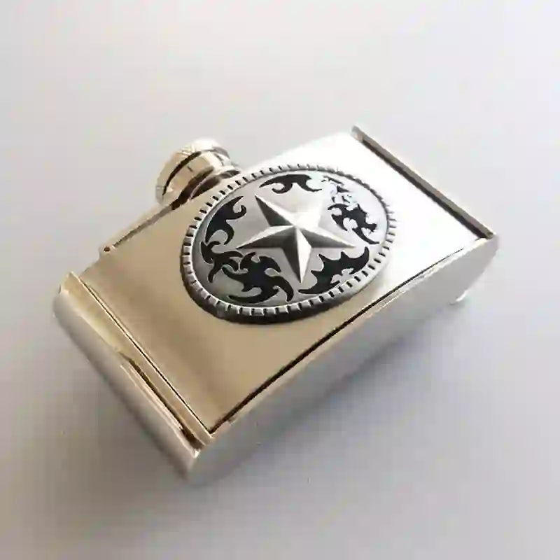 Doppelpistolen DIY Verstecktes Messer Gürtelschnalle Sternflasche Schnalle Rose Feuerzeug Bundle Set