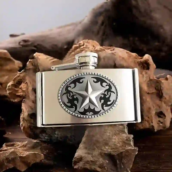 Doppelpistolen DIY Verstecktes Messer Gürtelschnalle Sternflasche Schnalle Rose Feuerzeug Bundle Set