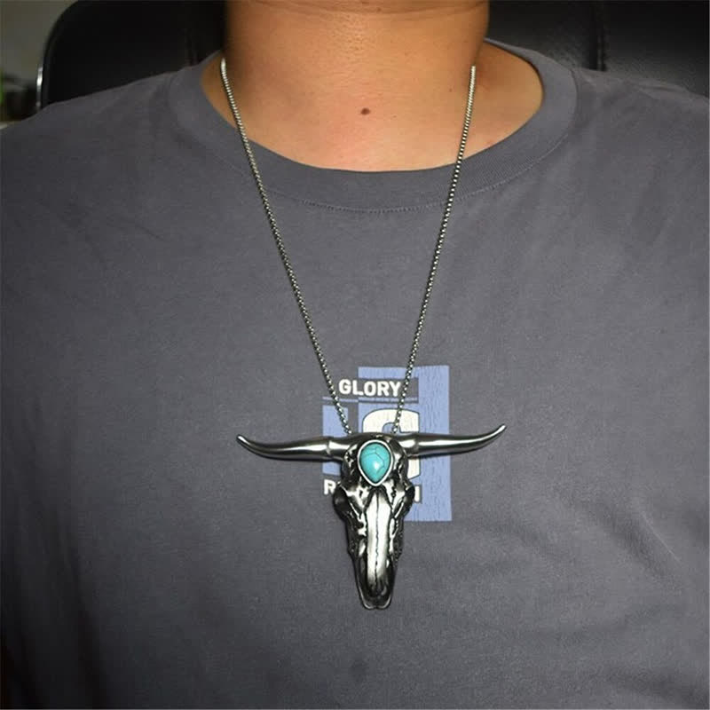 Longhorn Skull Türkis Multifunktions-EDC-Werkzeug-Anhänger-Gürtelschnalle