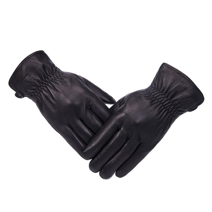 Warme, rutschfeste Lederhandschuhe mit Plüschfutter