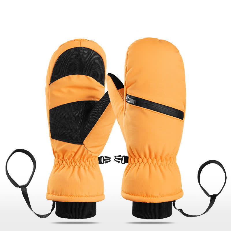 Gepolsterte Winter-Skisporthandschuhe mit Reißverschlusstasche