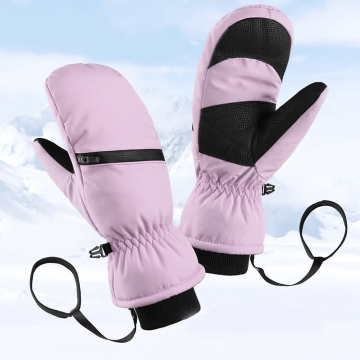 Gepolsterte Winter-Skisporthandschuhe mit Reißverschlusstasche