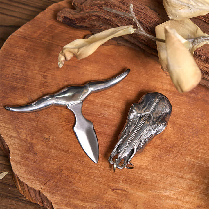 DIY verstecktes Messer Schlange Schnalle Longhorn Bull Anhänger Nadel Halskette Bundle Set