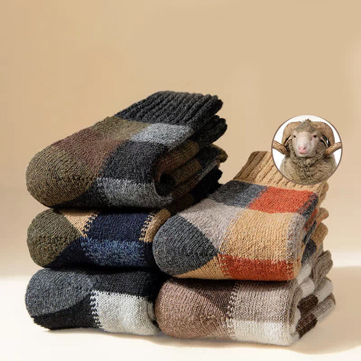 Verdickende Crew-Socken aus Wolle mit Farbblockierung