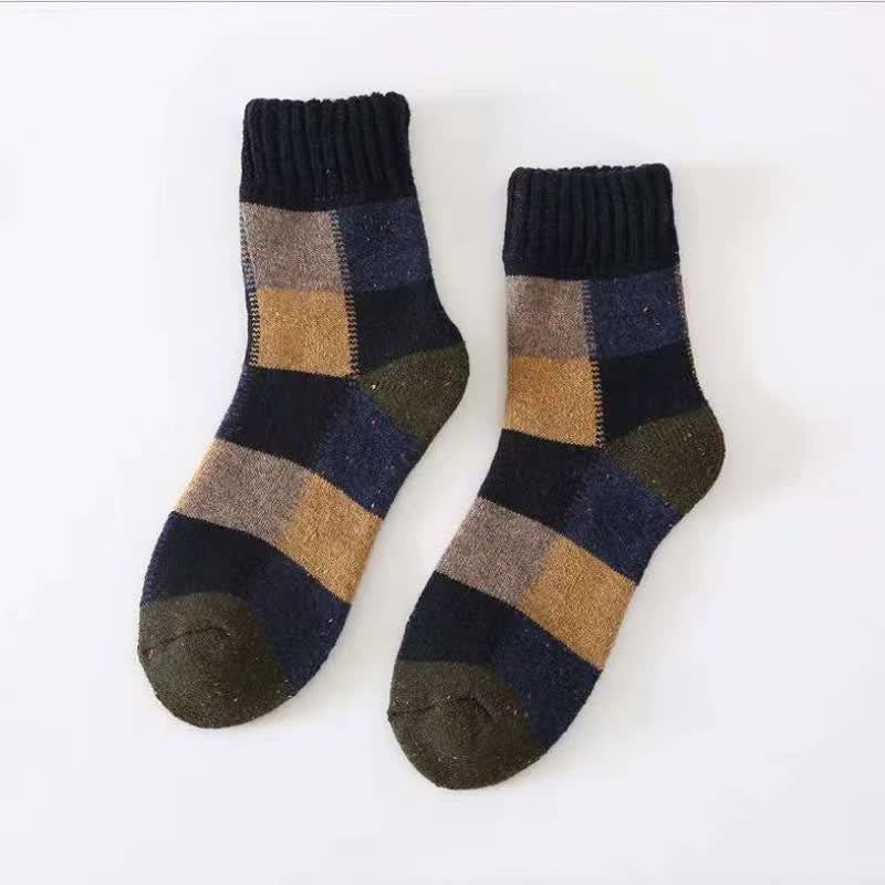 Verdickende Crew-Socken aus Wolle mit Farbblockierung