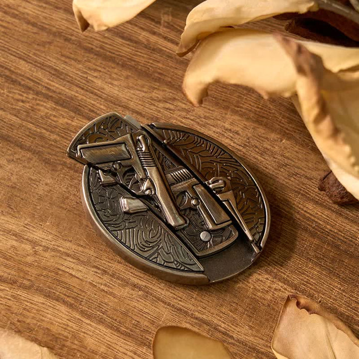 Doppelpistolen DIY Verstecktes Messer Gürtelschnalle Sternflasche Schnalle Rose Feuerzeug Bundle Set