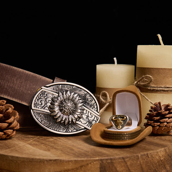 Funktionelle DIY Gürtelschnalle mit verstecktem Messer, Retro-Bullenring-Set