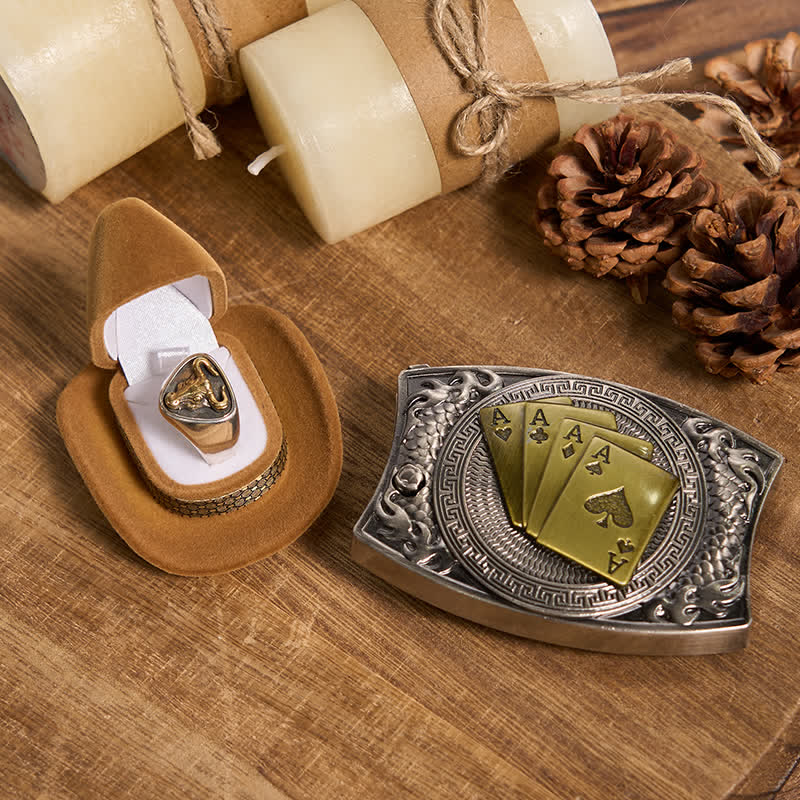 Funktionelle DIY Gürtelschnalle mit verstecktem Messer, Retro-Bullenring-Set