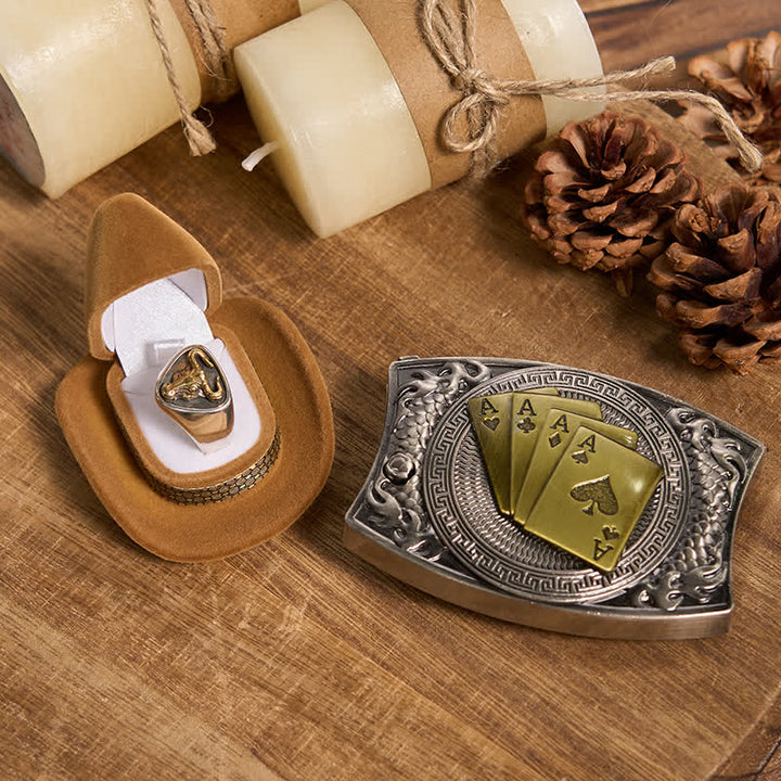 Funktionelle DIY Gürtelschnalle mit verstecktem Messer, Retro-Bullenring-Set