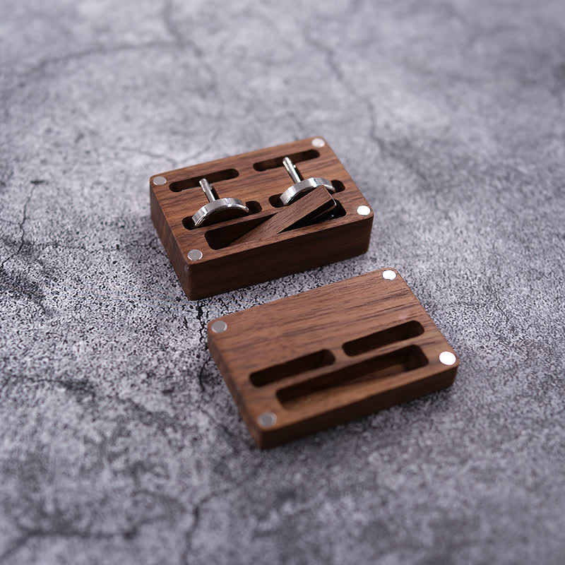 Herren-Manschettenknöpfe aus Holz mit individueller Gravur, Box-Oberfläche, Hochzeitstag