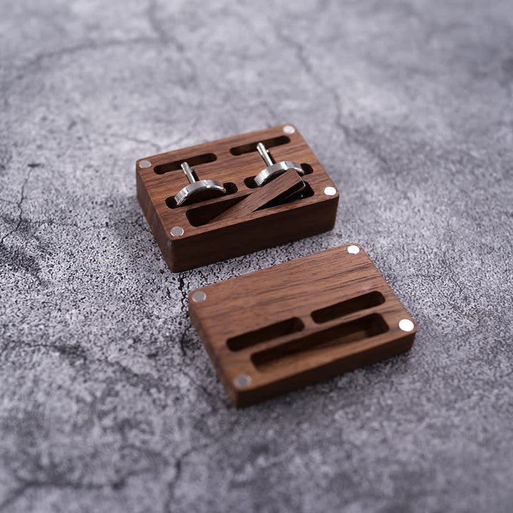 Herren-Manschettenknöpfe aus Holz mit individueller Gravur, Box-Oberfläche, Hochzeitstag