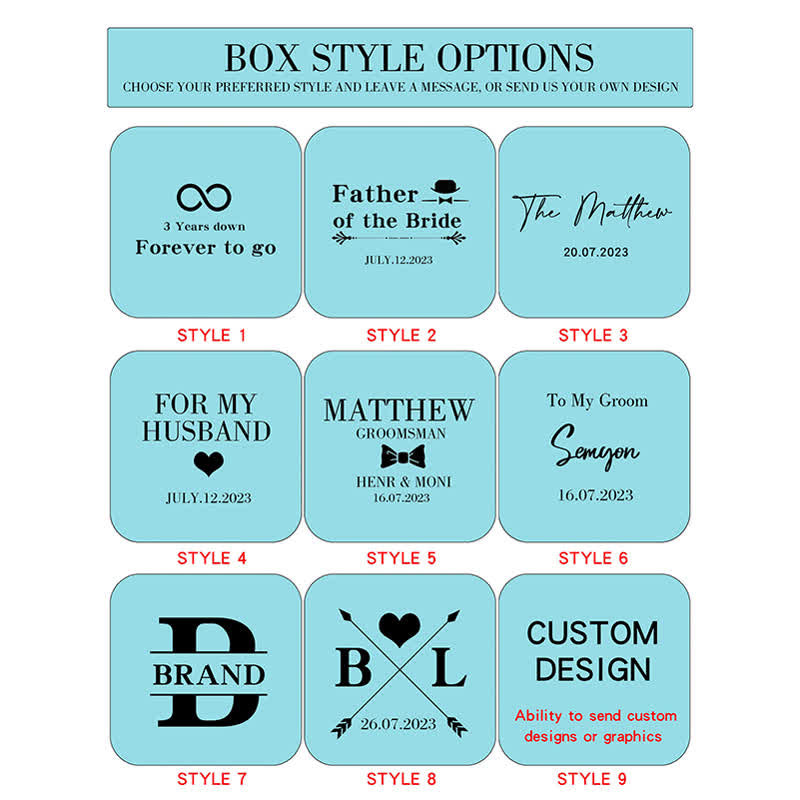 Herren-Manschettenknöpfe aus Holz mit individueller Gravur, Box-Oberfläche, Hochzeitstag