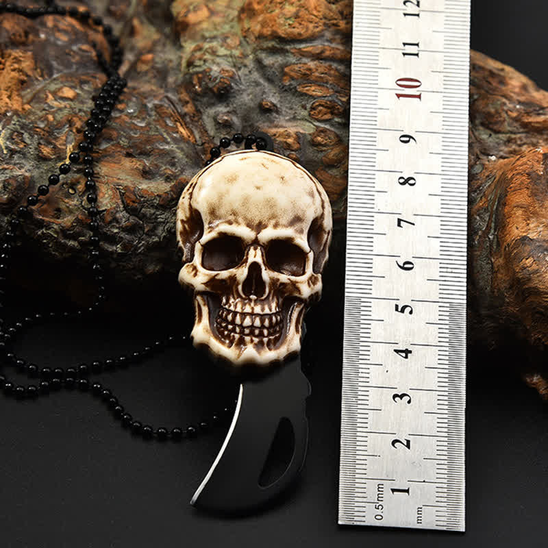 Kreative Totenkopf Mini Klappmesser Halskette Schlüsselanhänger mit Kette