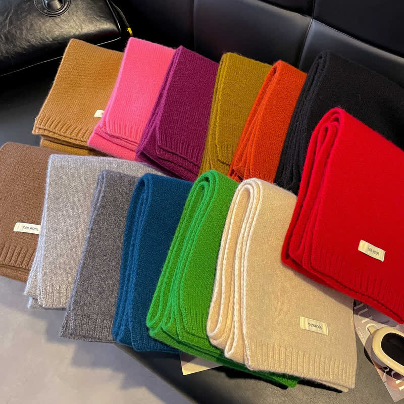 Klassischer, einfarbiger Unisex-Strickschal aus Wolle