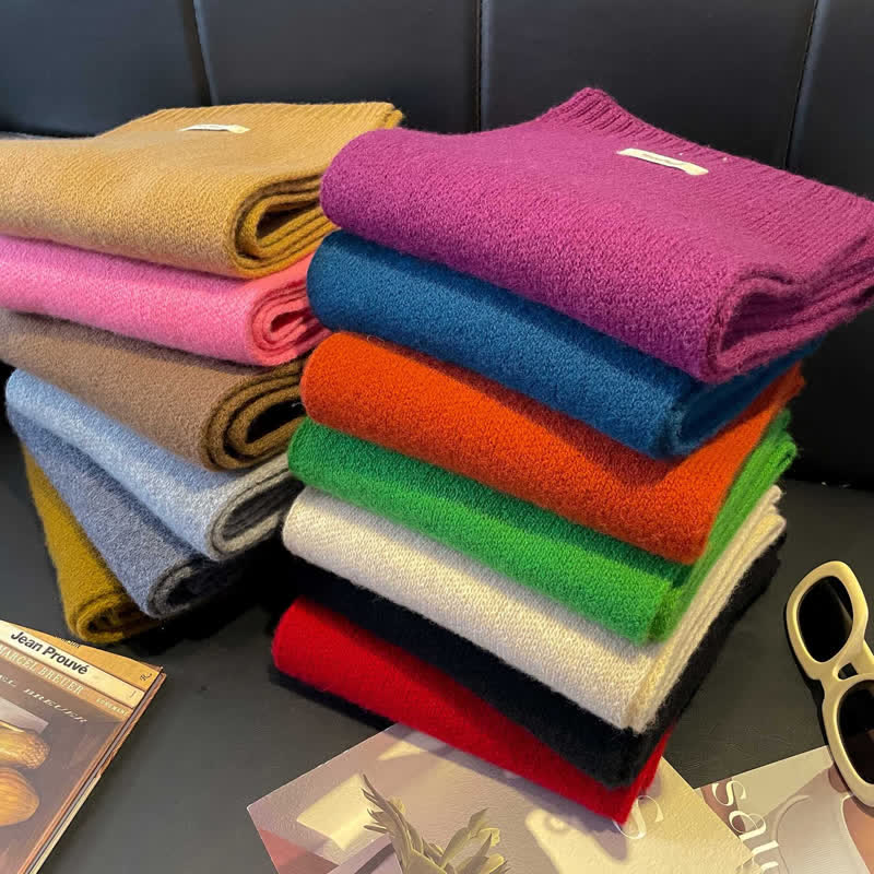 Klassischer, einfarbiger Unisex-Strickschal aus Wolle