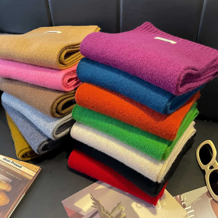 Klassischer, einfarbiger Unisex-Strickschal aus Wolle