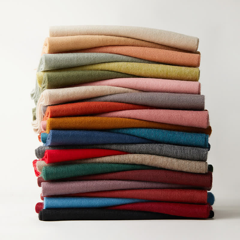 Warmer Unisex-Schal, einfacher, einfarbiger Schal aus reiner Wolle