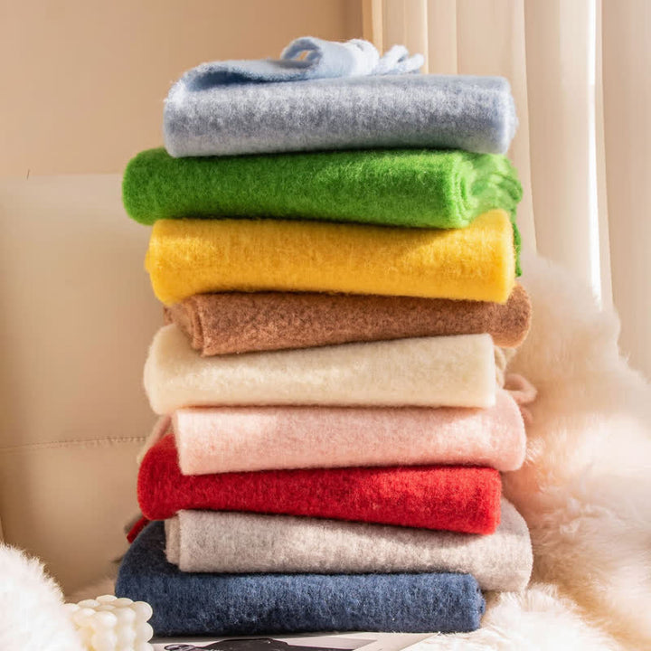 Verdickter Unisex Kaschmirschal mit einfarbigen Fransen