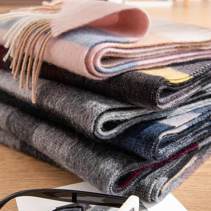 Unisex Kaschmirschal im Colorblock-Design