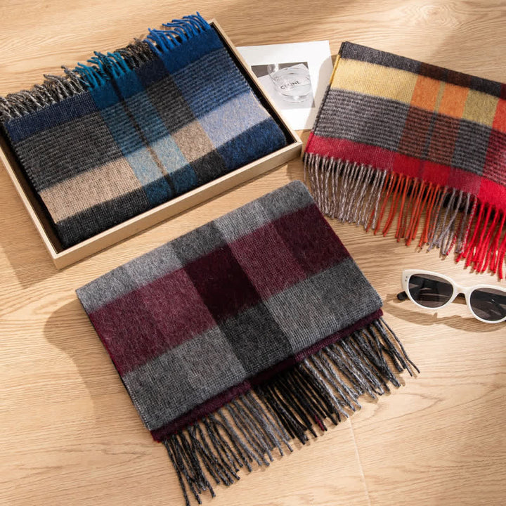 Unisex Kaschmirschal im Colorblock-Design