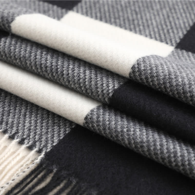 Unisex-Winterschal mit Fransen, kariert, gestreift