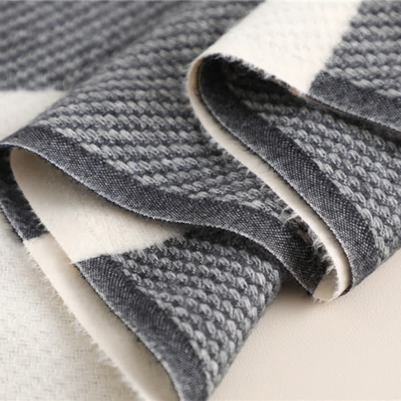 Unisex-Winterschal mit Fransen, kariert, gestreift