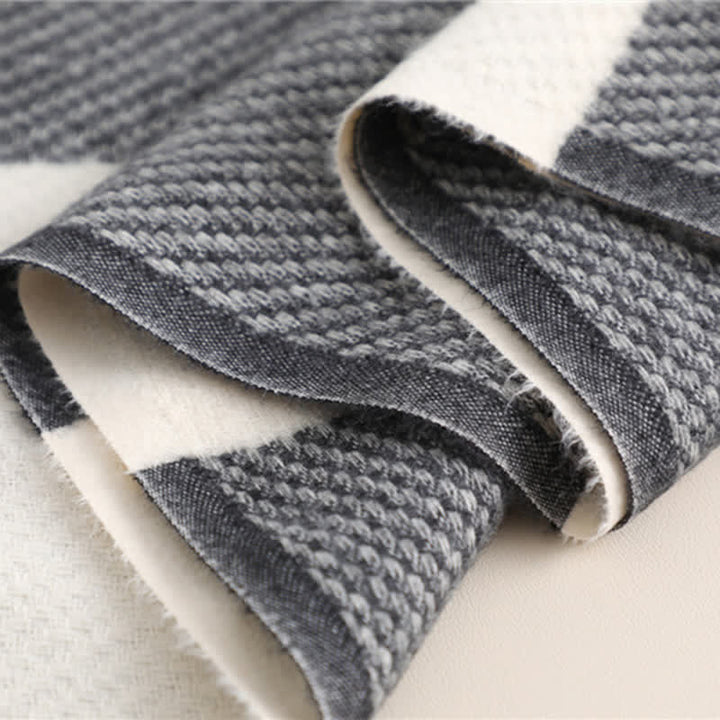 Unisex-Winterschal mit Fransen, kariert, gestreift