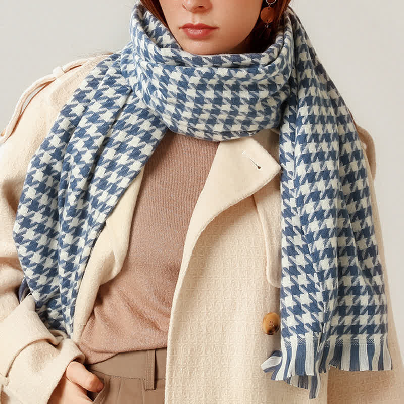 Klassischer Unisex-Schal aus Kaschmirimitat mit Hahnentrittmuster