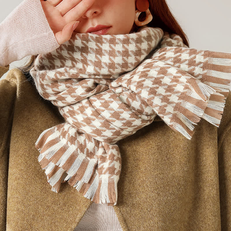 Klassischer Unisex-Schal aus Kaschmirimitat mit Hahnentrittmuster