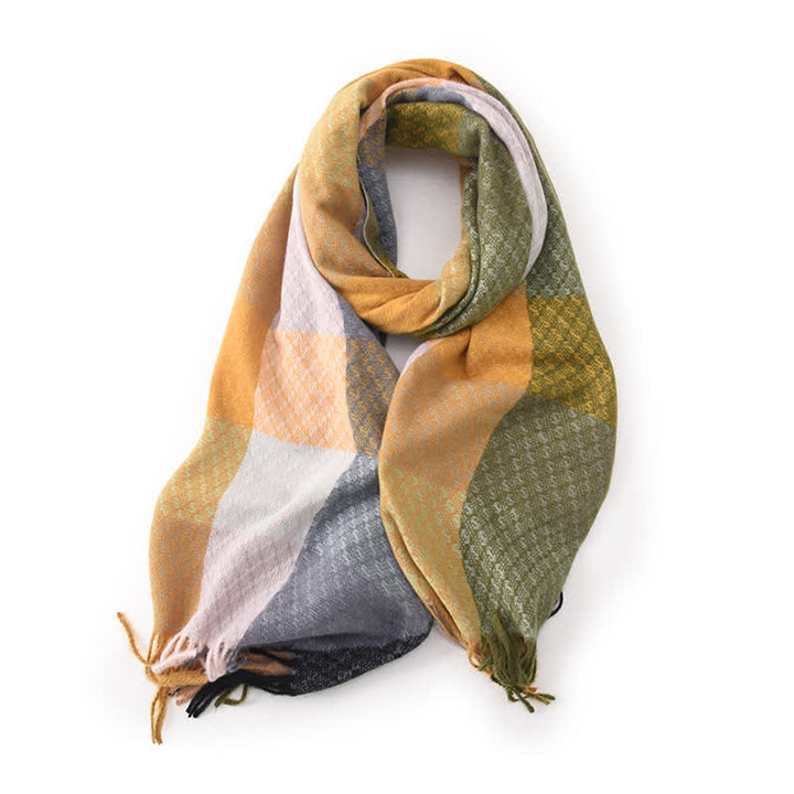 Unisex-Schal mit kontrastierenden Farben und elegantem Karomuster und Fransen