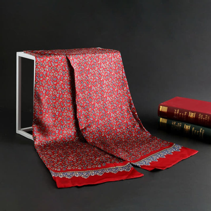 Langer Luxus-Schal aus Kreppsatin für Herren aus reiner Seide