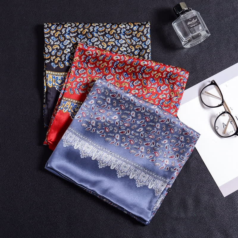 Langer Luxus-Schal aus Kreppsatin für Herren aus reiner Seide