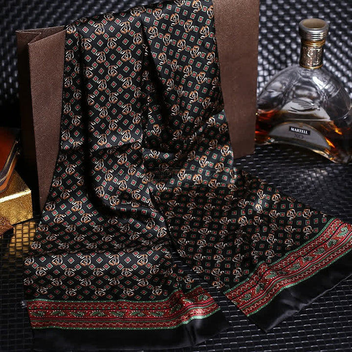 Langer Luxus-Schal aus Kreppsatin für Herren aus reiner Seide