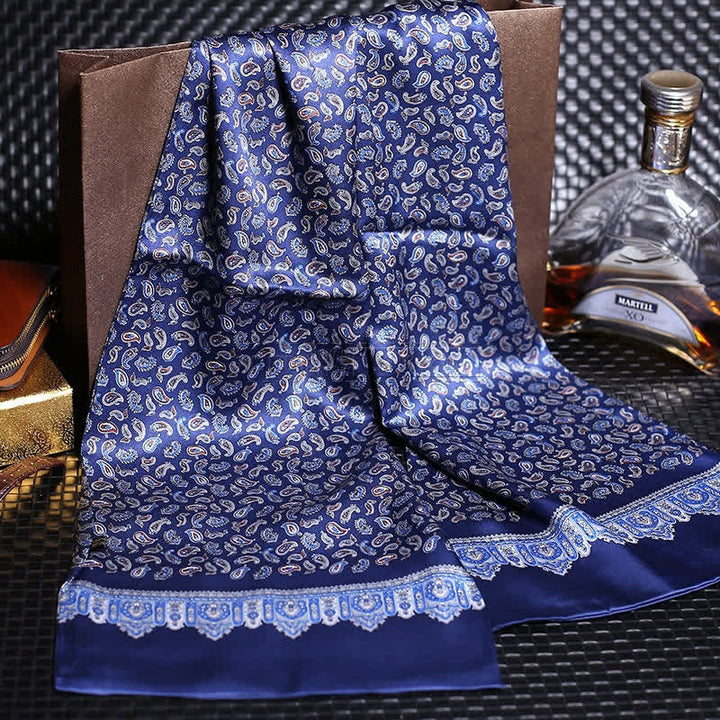 Langer Luxus-Schal aus Kreppsatin für Herren aus reiner Seide