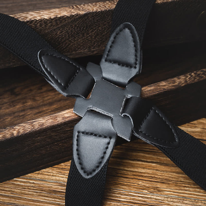 Schwarzer elastischer Hosenträger im X-Back-Holster-Stil